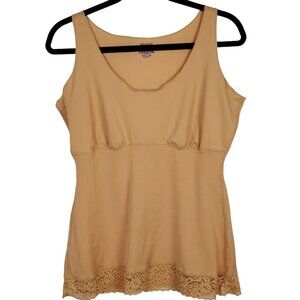 Spanx by Sara Blakely Womens Lacy Tank/Cami Sz 1X Nude Sheer Elastic Pull On